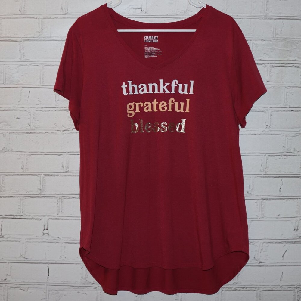 🍂❤️ Celebrate Together “Thankful Grateful Blessed” Tee · Size XL
